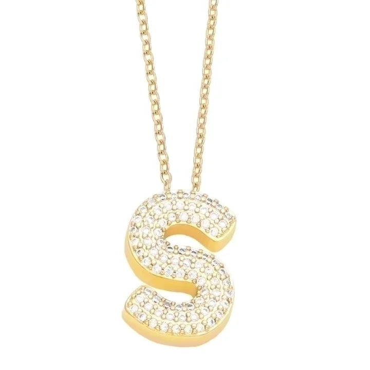 Bubble Letter Necklace 18K