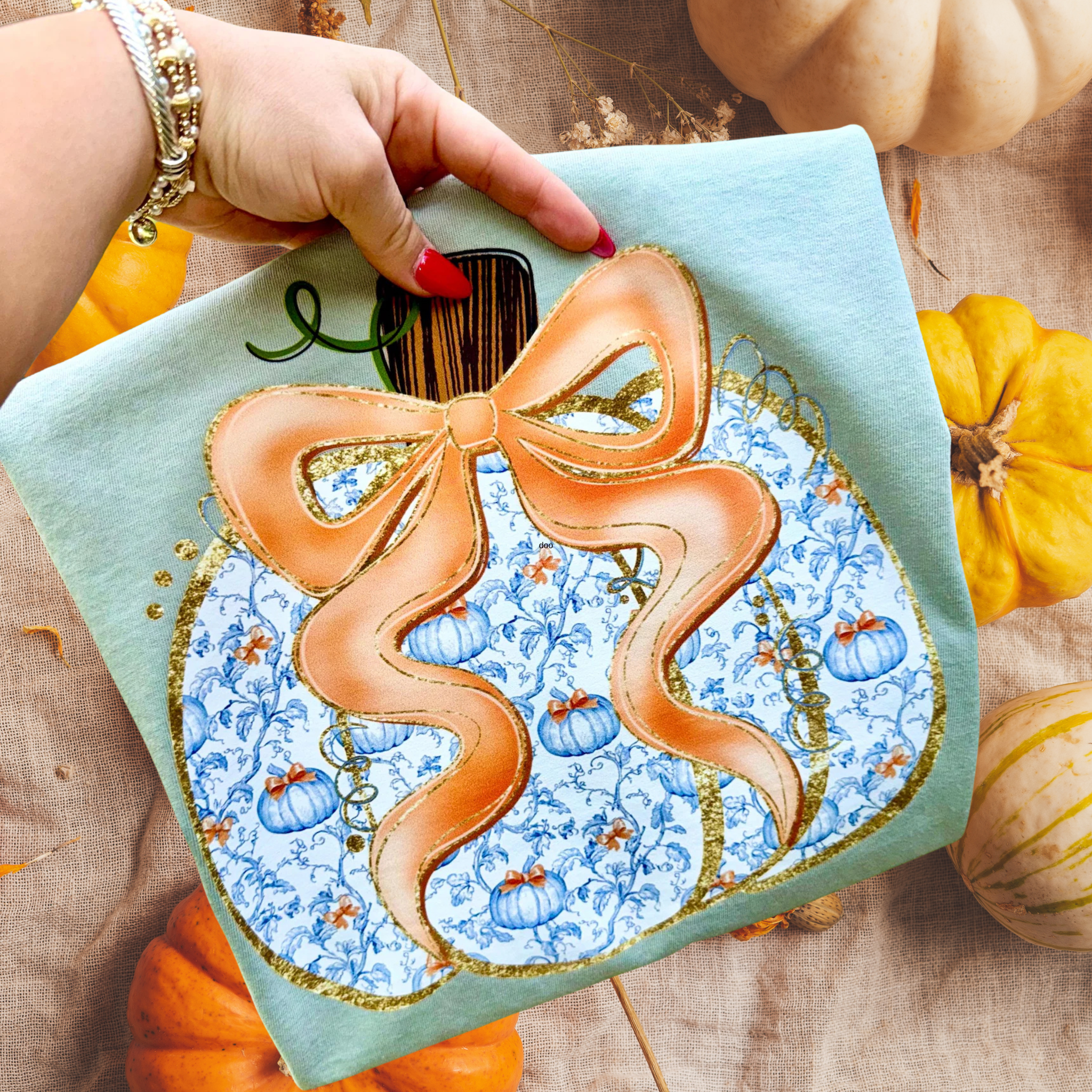 Blue and Orange Fall Pumpkin Tee