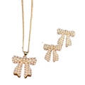 18K Gold Bow Necklace and Earring Set
